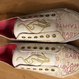 BABY PHAT, BP MONELLA SLIP ON, WOMENS White/Gold/Pink US 6